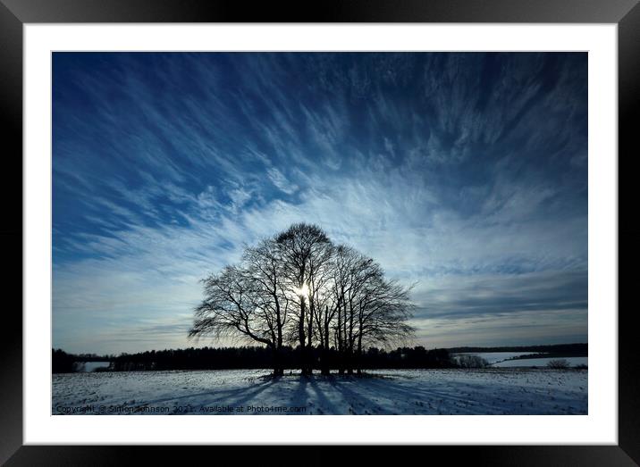 trres and dramatic sky Framed Mounted Print by Simon Johnson