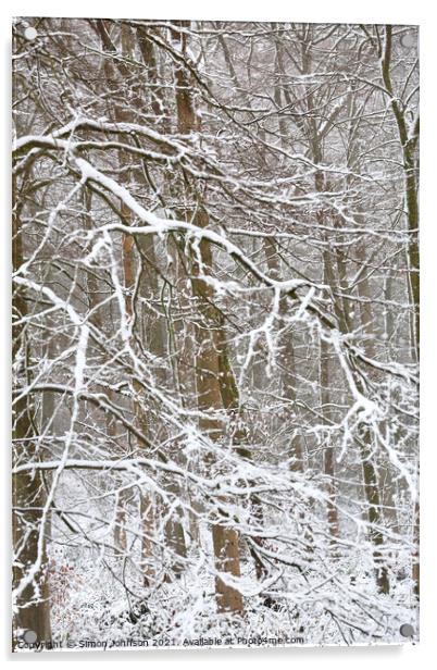 woodland winter blizzard Acrylic by Simon Johnson
