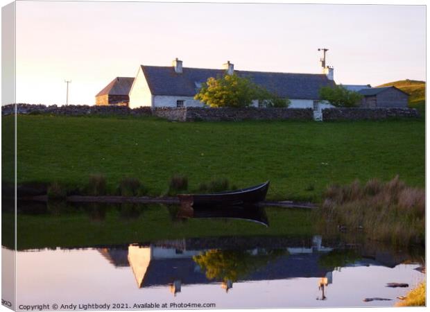 Cottage Reflection Canvas Print by Andy Lightbody