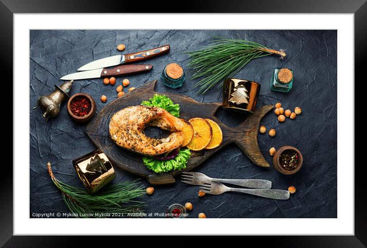 Baked salmon with orange Framed Mounted Print by Mykola Lunov Mykola