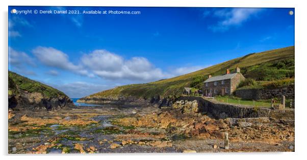 A Rocky Haven by the Cornish Coast Acrylic by Derek Daniel