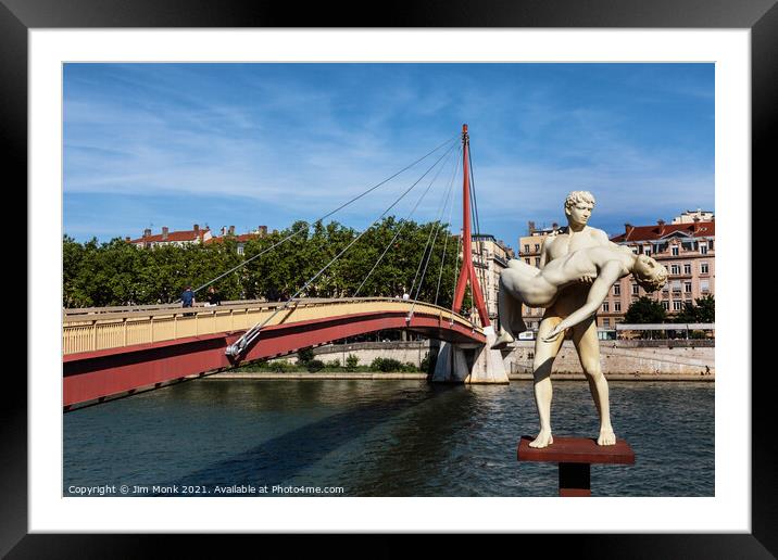 Statue beside the Saone, Lyon Framed Mounted Print by Jim Monk