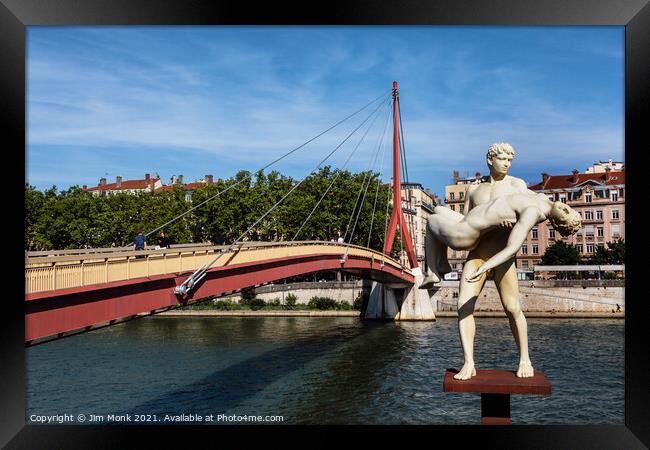 Statue beside the Saone, Lyon Framed Print by Jim Monk