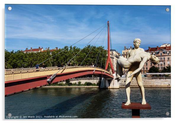 Statue beside the Saone, Lyon Acrylic by Jim Monk