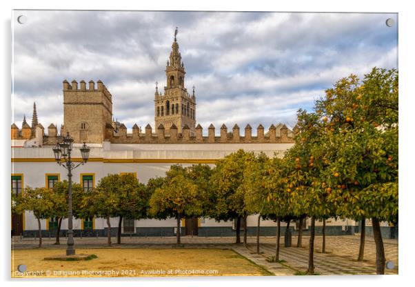 the historic Patio de Banderas in Seville with the cathedral in the background Acrylic by DiFigiano Photography