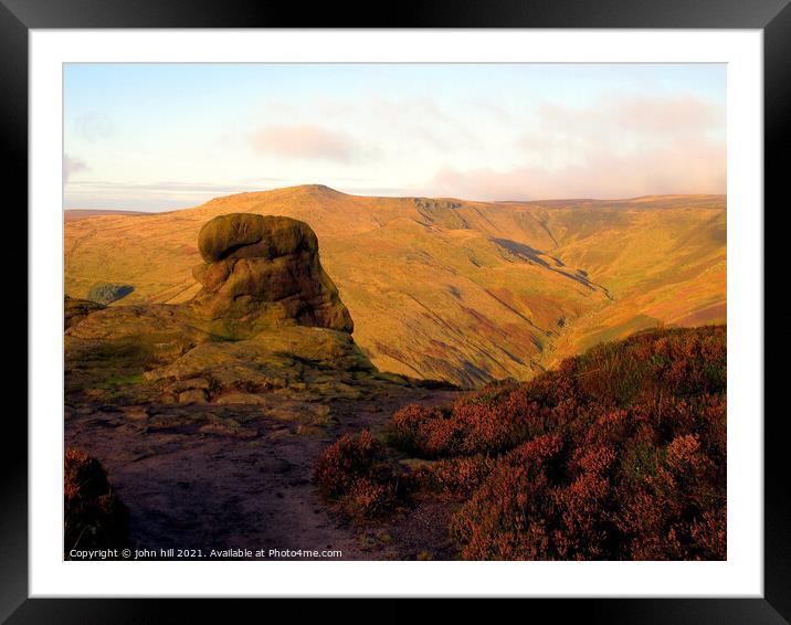 Grindsbrook Clough sunrise in Derbyshire. Framed Mounted Print by john hill