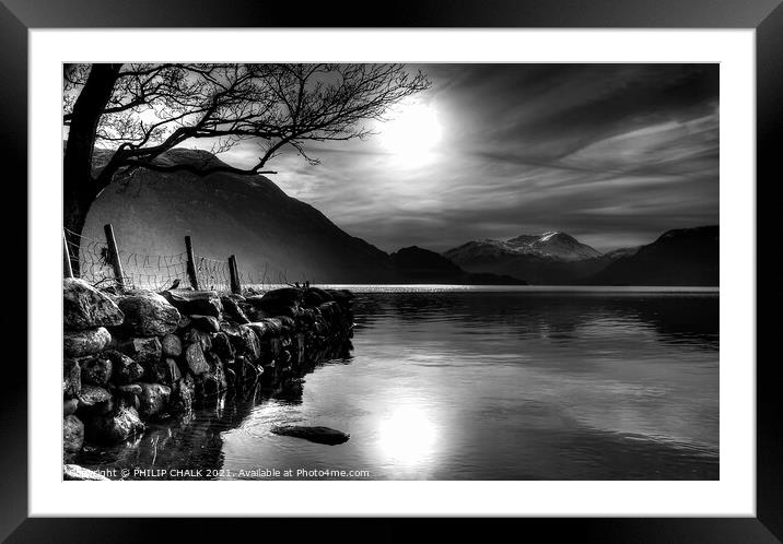 Ullswater moonlight calm 127 Framed Mounted Print by PHILIP CHALK