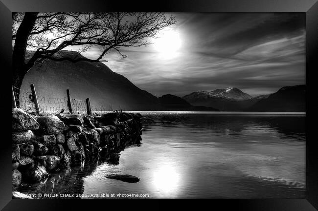 Ullswater moonlight calm 127 Framed Print by PHILIP CHALK