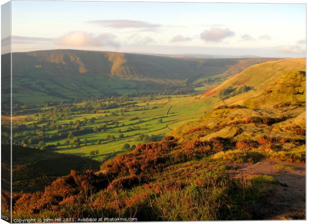 Vale of Edale at sunrise in Derbyshire Canvas Print by john hill