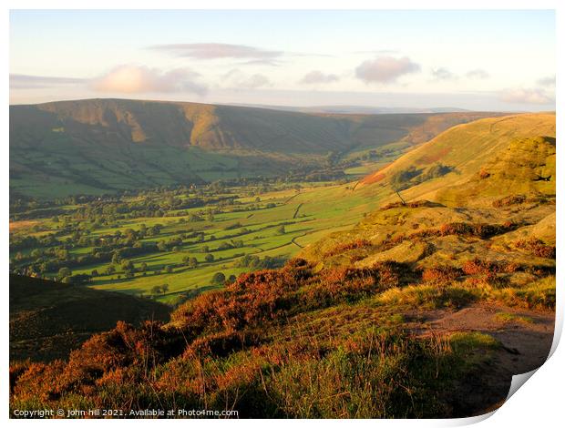 Vale of Edale at sunrise in Derbyshire Print by john hill