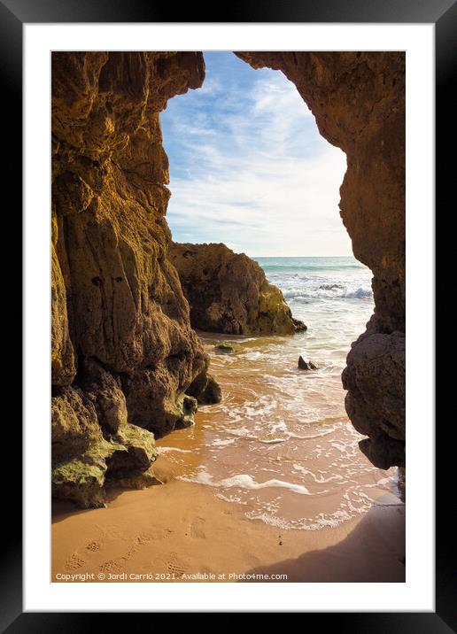 Beaches and cliffs of Praia Rocha, Algarve - 2 Framed Mounted Print by Jordi Carrio