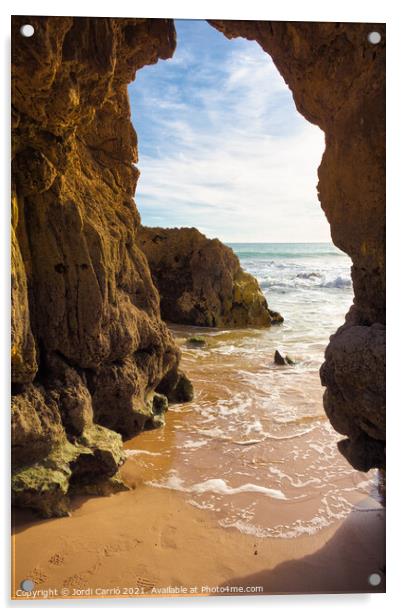 Beaches and cliffs of Praia Rocha, Algarve - 2 Acrylic by Jordi Carrio