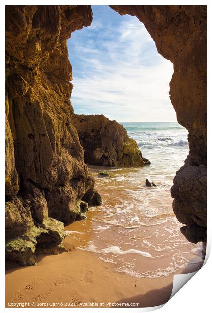 Beaches and cliffs of Praia Rocha, Algarve - 2 Print by Jordi Carrio