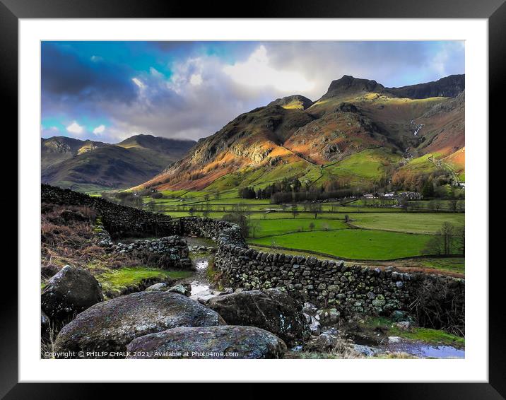 Great Langdale in the lake district 128 Framed Mounted Print by PHILIP CHALK