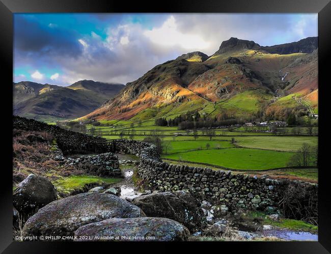 Great Langdale in the lake district 128 Framed Print by PHILIP CHALK