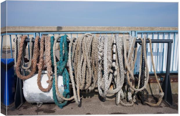 Old Anchor Ropes And Mooring Lines Canvas Print by Artur Bogacki