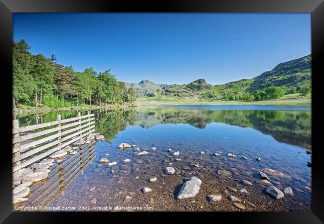 Langdale Pike reflections Framed Print by Russell Burton