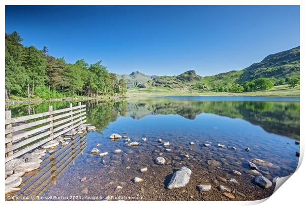 Langdale Pike reflections Print by Russell Burton