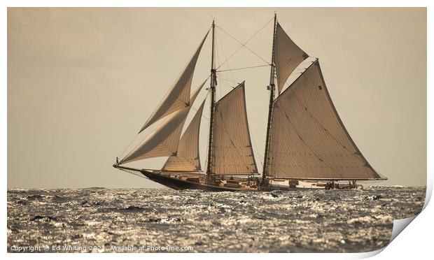 Columbia classic schooner. Print by Ed Whiting