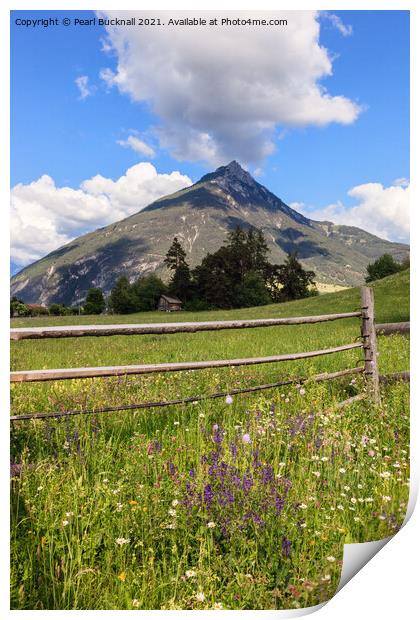 Summer Meadow and a Mountain Print by Pearl Bucknall