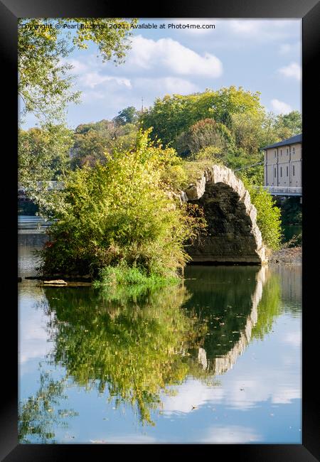 Pont Roman Reflections in Doubs River Framed Print by Pearl Bucknall