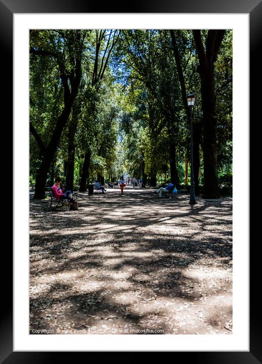 Tranquility in Villa Borghese Park Framed Mounted Print by Mike Byers