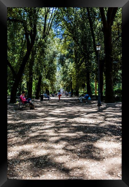 Tranquility in Villa Borghese Park Framed Print by Mike Byers