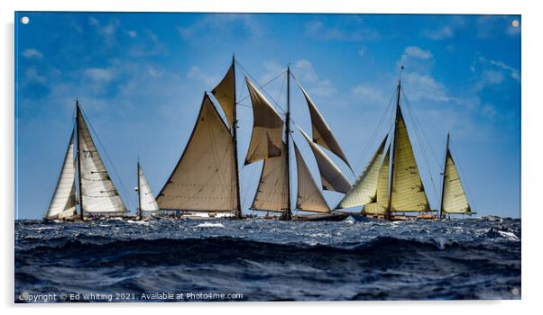 Classic yachts. Acrylic by Ed Whiting
