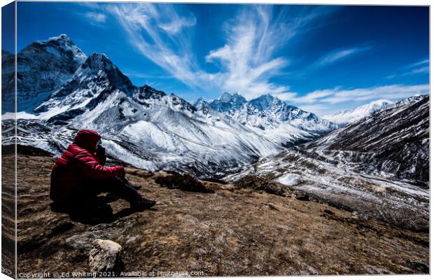 The Everest trail view Canvas Print by Ed Whiting