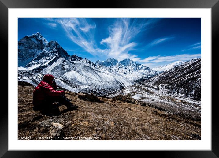 The Everest trail view Framed Mounted Print by Ed Whiting