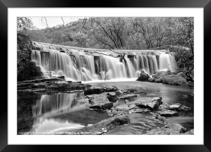 Monsal weir reflections Framed Mounted Print by Russell Burton