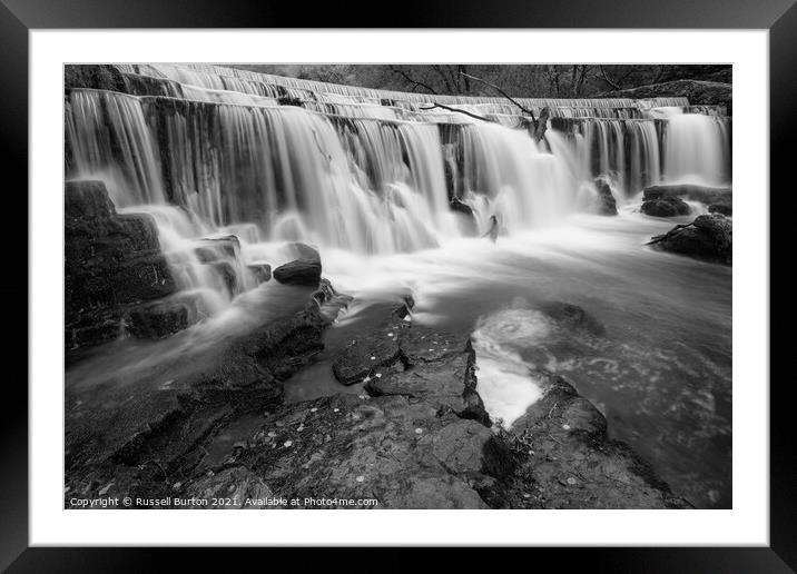 Weir on the river Wye Framed Mounted Print by Russell Burton