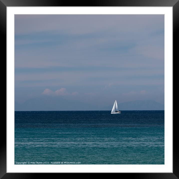Serene Sailing Journey amid Greek Isles Framed Mounted Print by Mike Byers