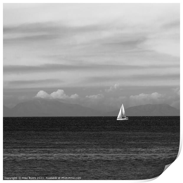 "Solitude: A Monochrome Sailing Encounter" Print by Mike Byers