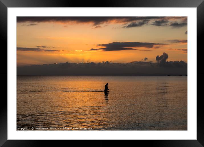 Early Morning Dip Framed Mounted Print by Mike Byers