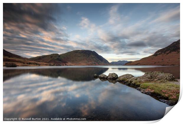 Crummock water reflections Print by Russell Burton