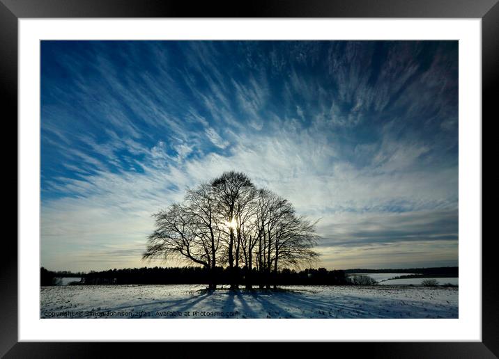 trees and sky Framed Mounted Print by Simon Johnson