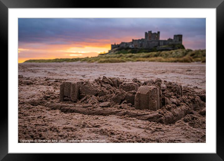 Bamburgh Castle in Sand Framed Mounted Print by Jonathan Bird