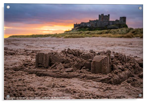 Bamburgh Castle in Sand Acrylic by Jonathan Bird