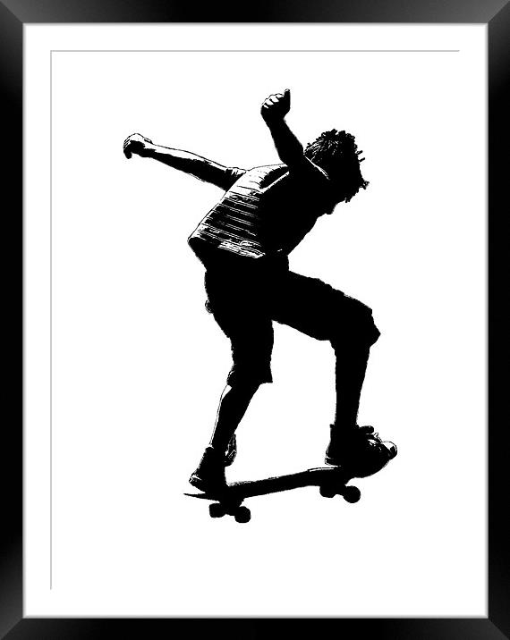 The Skateboarder Framed Mounted Print by Dawn O'Connor