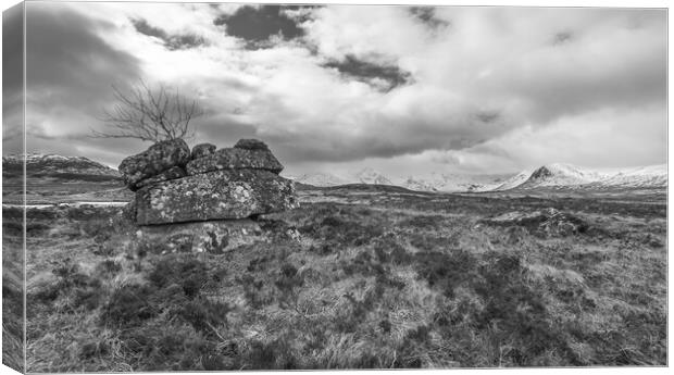 Stacked rocks Rannoch Moor Scotland Canvas Print by Jonathon barnett