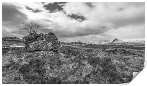 Stacked rocks Rannoch Moor Scotland Print by Jonathon barnett