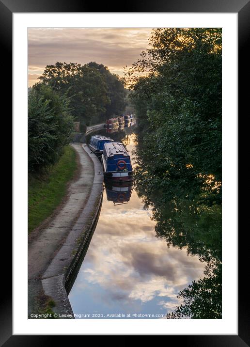 Canal Sunrise  Framed Mounted Print by Lesley Pegrum