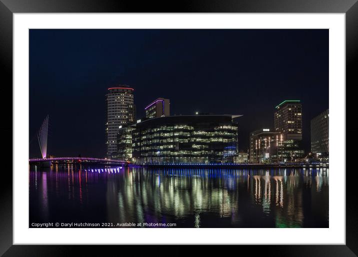 Salford Quays at nightfall Framed Mounted Print by Daryl Peter Hutchinson