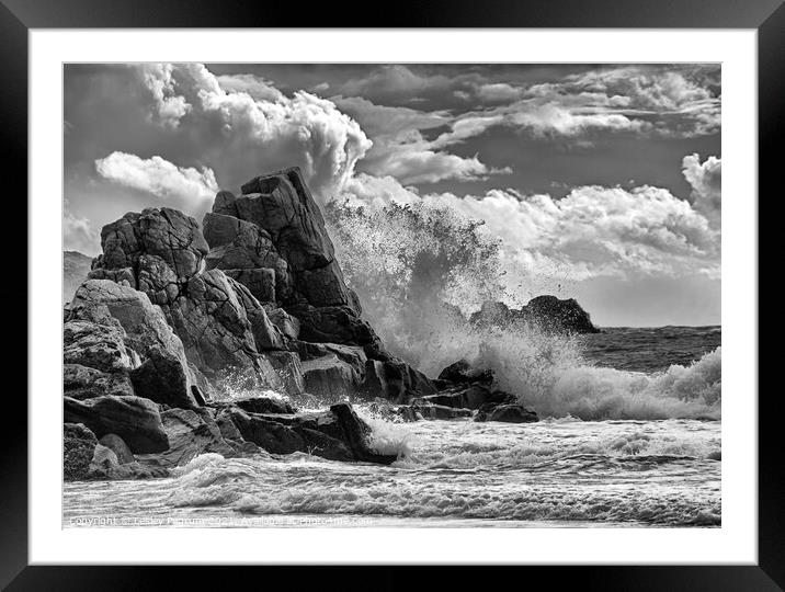 Crashing Over The Rocks Framed Mounted Print by Lesley Pegrum