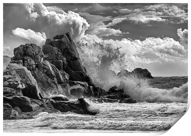 Crashing Over The Rocks Print by Lesley Pegrum