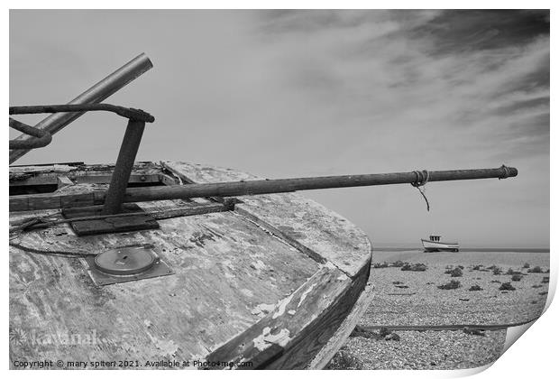 Abandoned boats on Dungeness  Print by mary spiteri