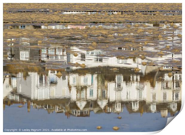 St Ives Beach Reflections Print by Lesley Pegrum