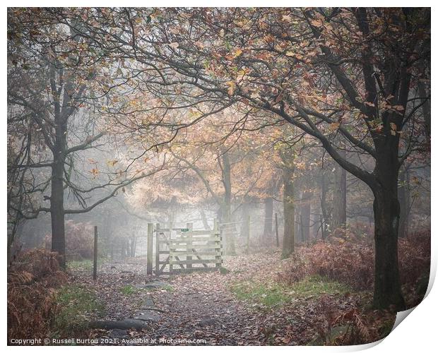 A foggy day in the Peak District Print by Russell Burton