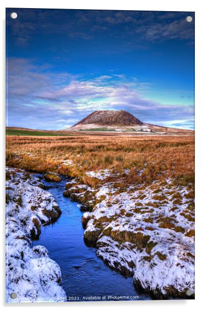 Slemish with a touch of snow Acrylic by Alan Campbell